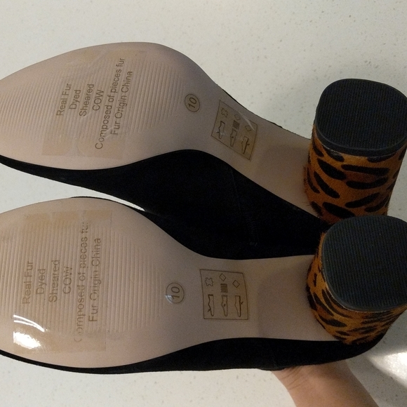 Sole Society Block Heel Animal Print and Black Suede Ankle Booties Sz 10 - Picture 5 of 8